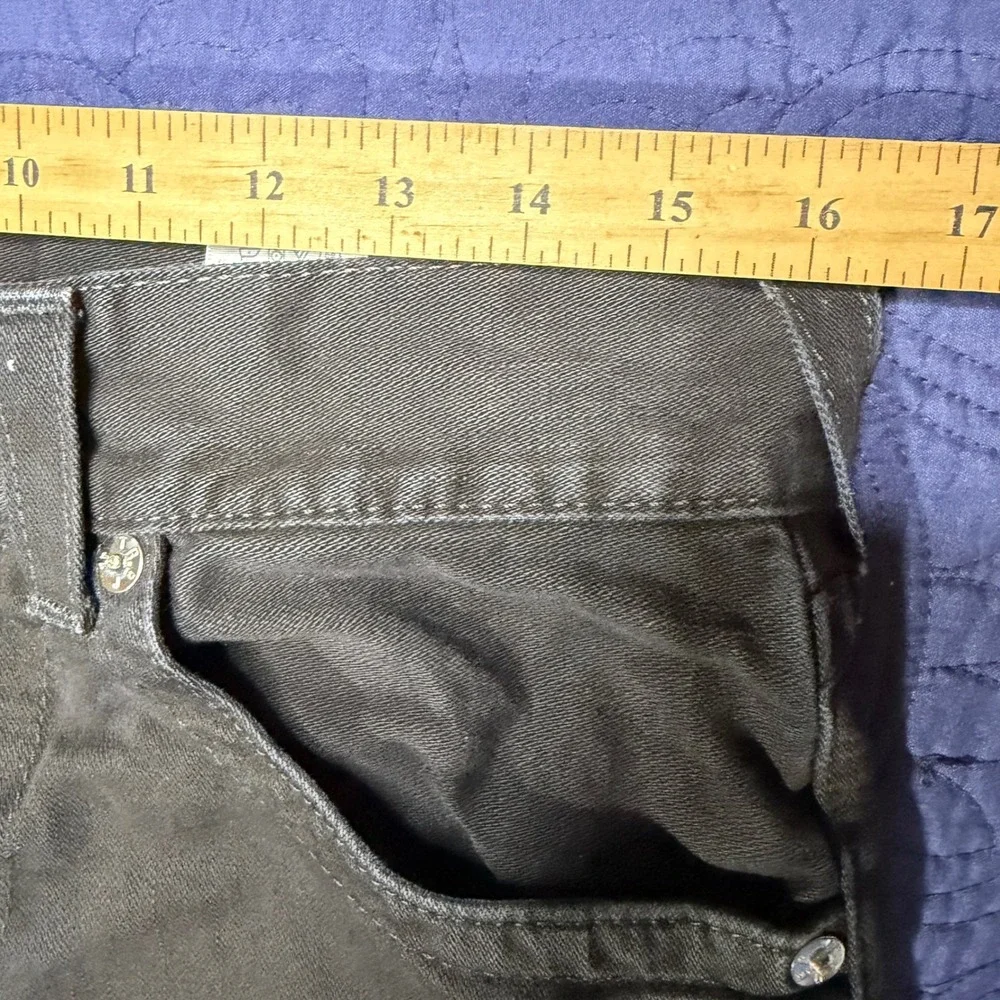 True Religion Skinny Jeans Mens 30 Black Cotton Denim Horseshoe Stitch Staind